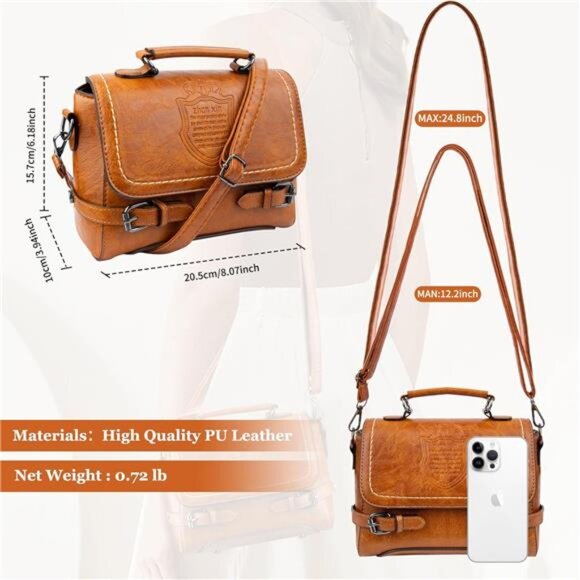 Shoulder Bag Cute Soft PU Leather Orange - Picture 3 of 6
